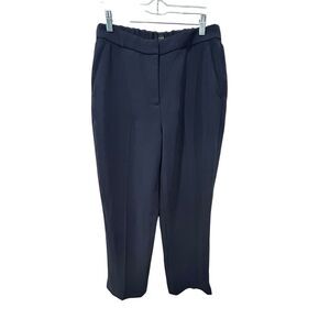 J Crew Full Length Pants Women's Size 8 Navy Blue Straight Leg High Rise Stretch